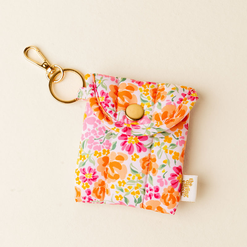 Secret Garden Pink Puffy Earbud Case Keychain