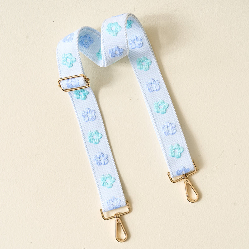 Blue Embroidered Crossbody Strap