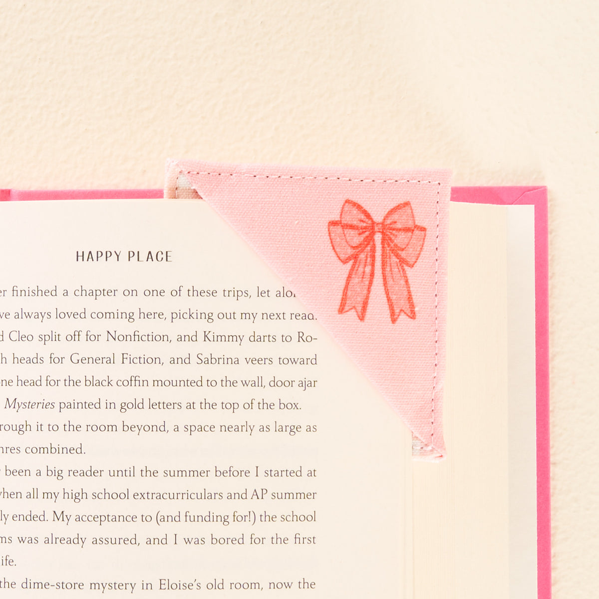 Bow Peach Corner Keeper Fabric Bookmark