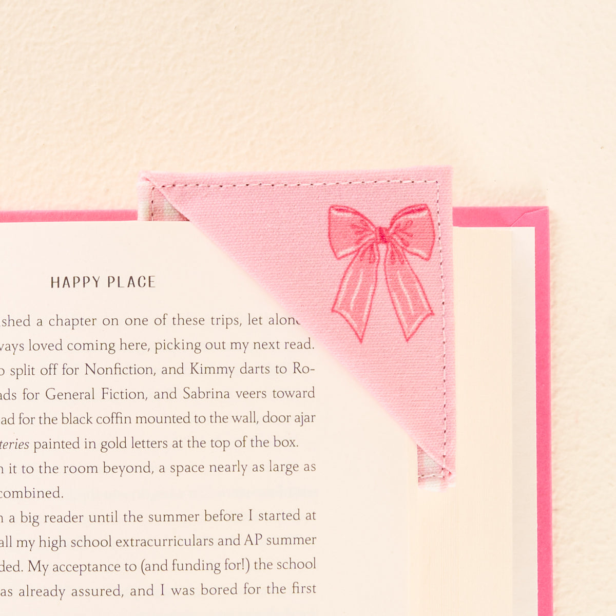 Bow Pink Corner Keeper Fabric Bookmark