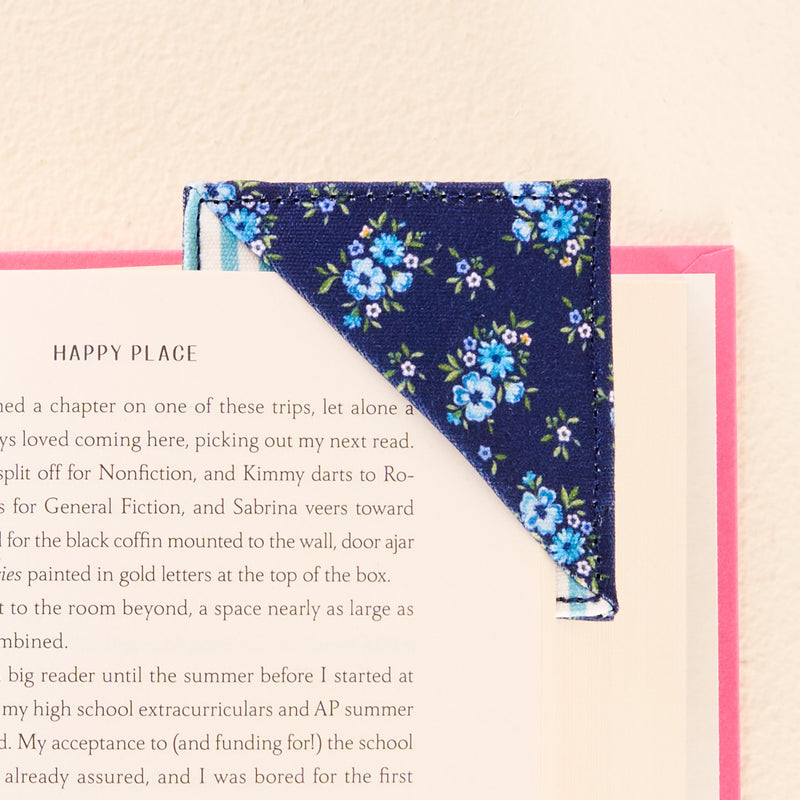 Endless Daydream Navy Corner Keeper Fabric Bookmark