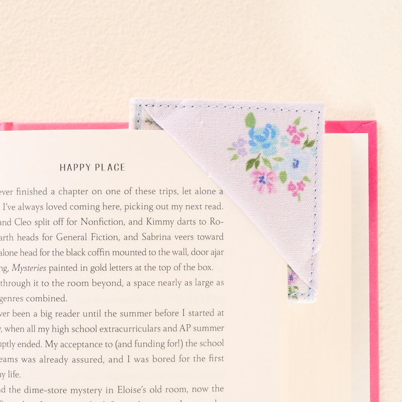 Petal Parade Blue Corner Keeper Fabric Bookmark