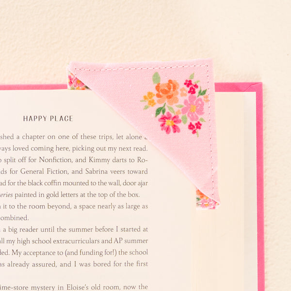 Petal Parade Pink Corner Keeper Fabric Bookmark