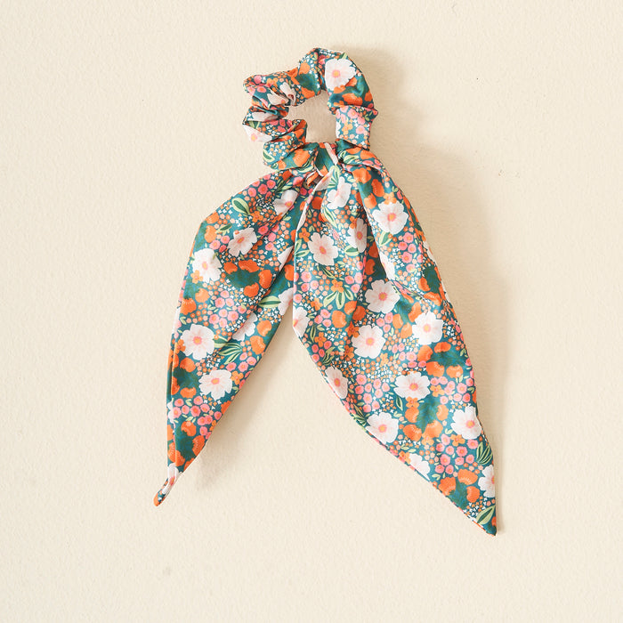Dark Green with scrunchie Sweet Meadow Printed Hair Scarf