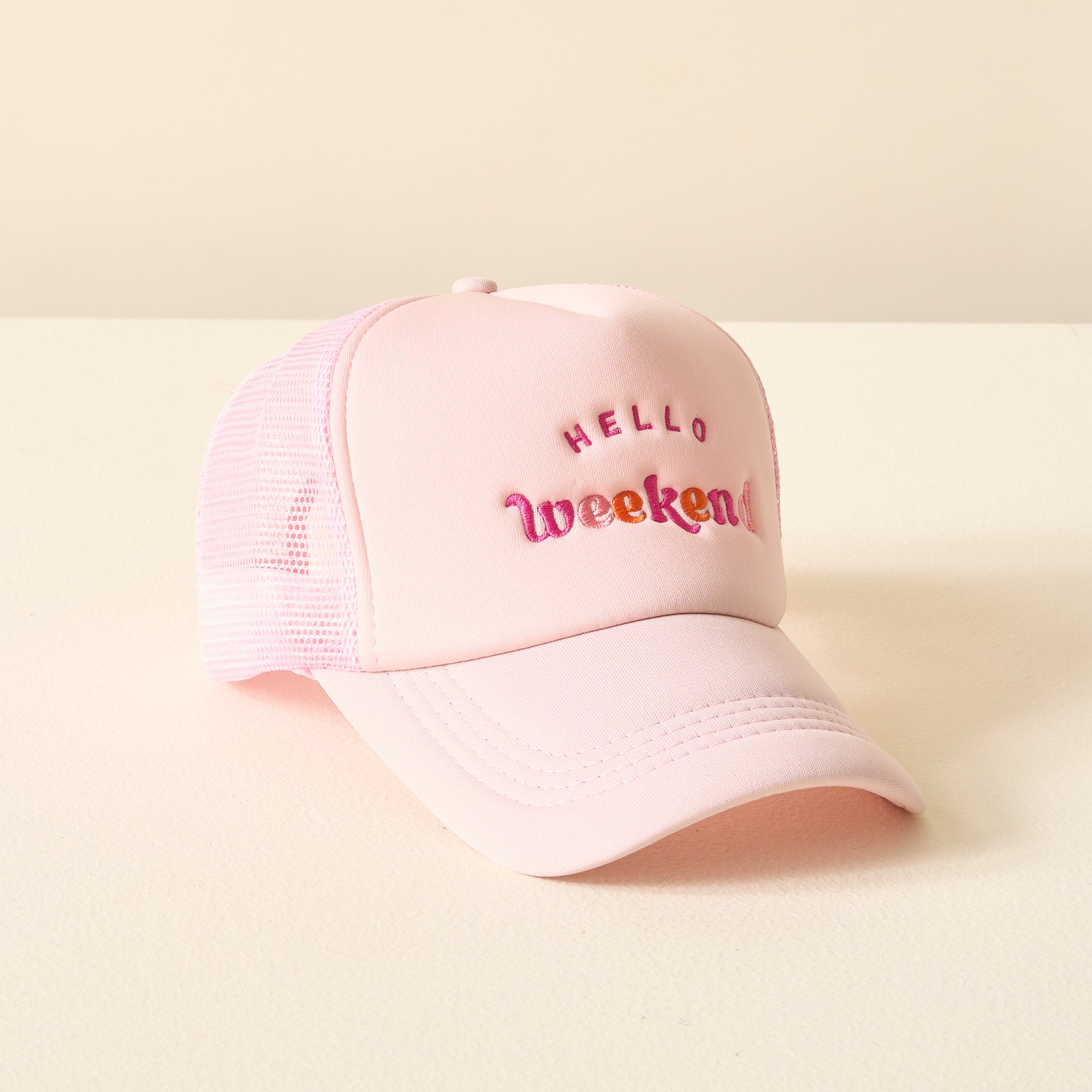 Embroidered Trucker Hat - Hello Weekend