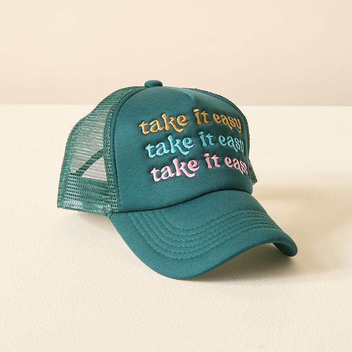 Take it Easy Embroidered Trucker Hat