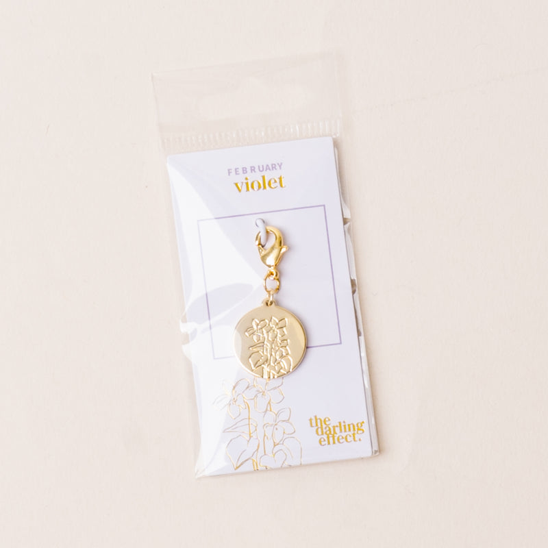 February Jewelry Birth Flower Charm Gold