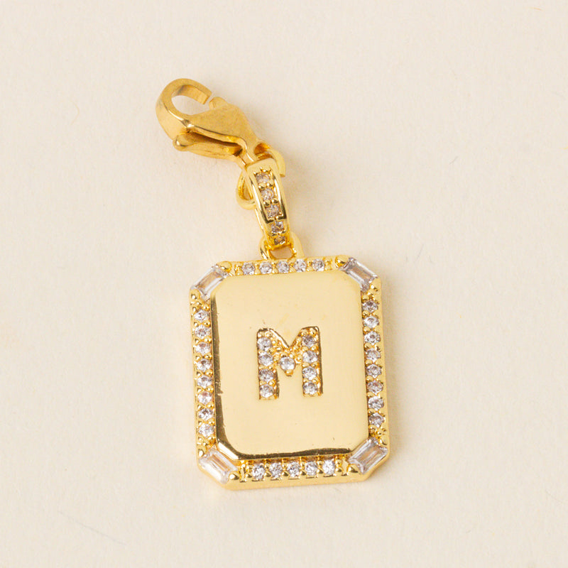 M Jewelry Charm Initial Letter Gold