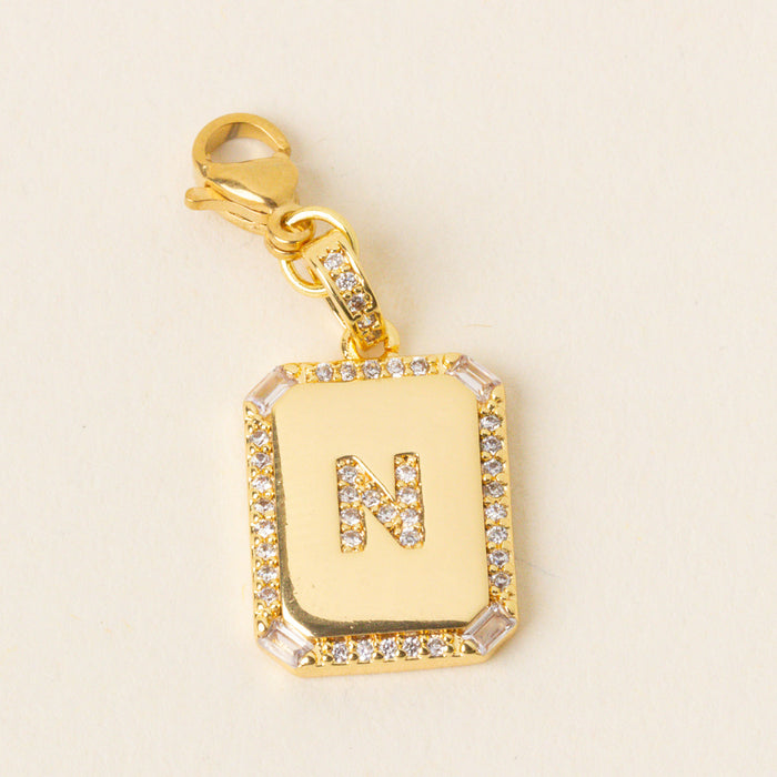 N Jewelry Charm Initial Letter Gold