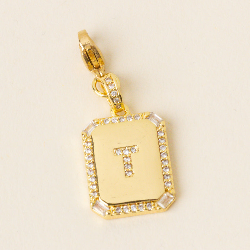 T Jewelry Charm Initial Letter Gold