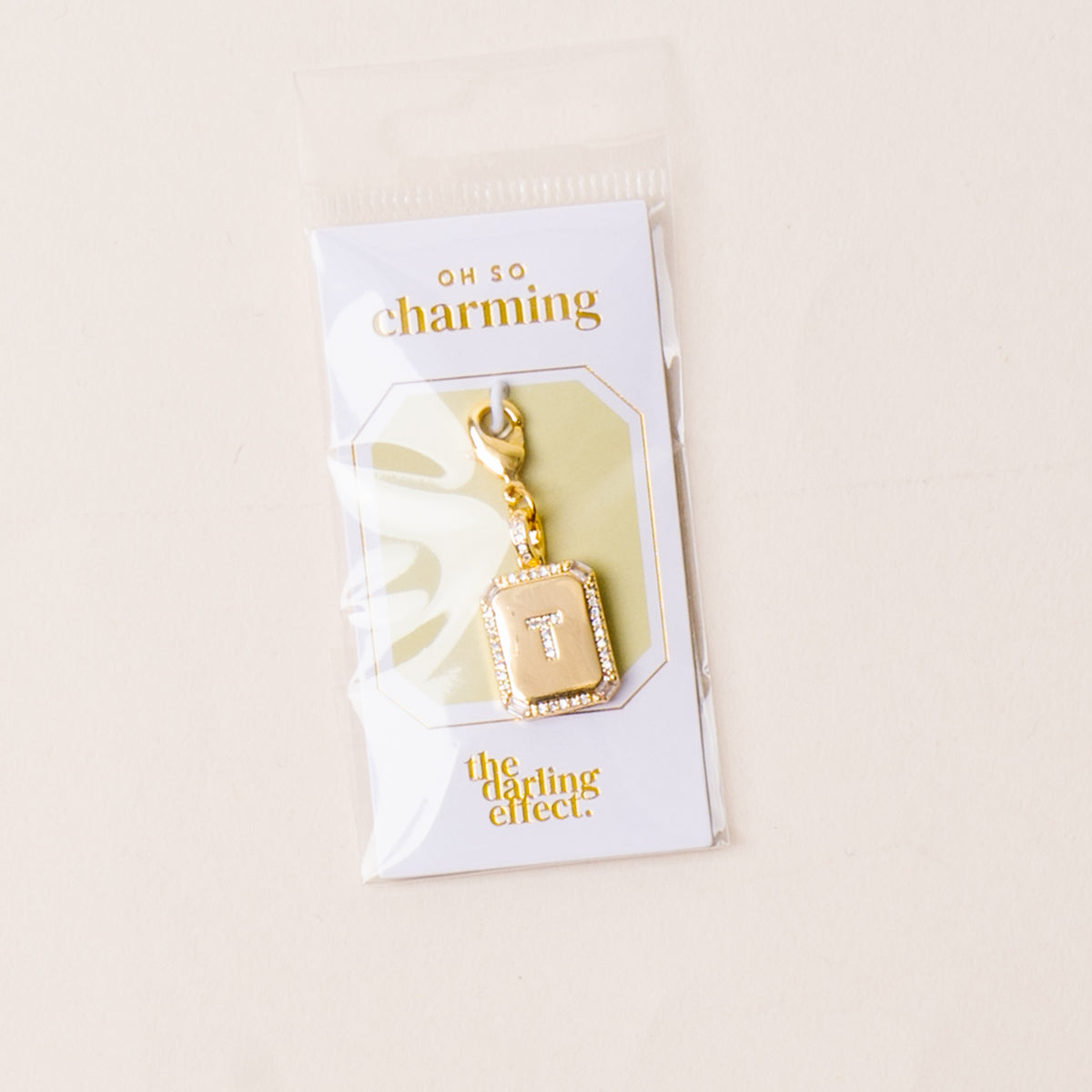 T Jewelry Charm Initial Letter Gold