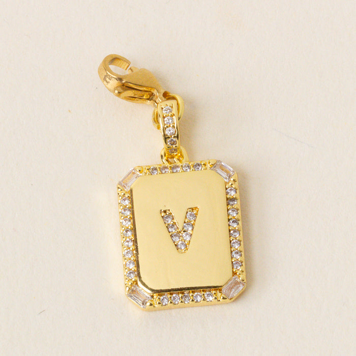 V Jewelry Charm Initial Letter Gold