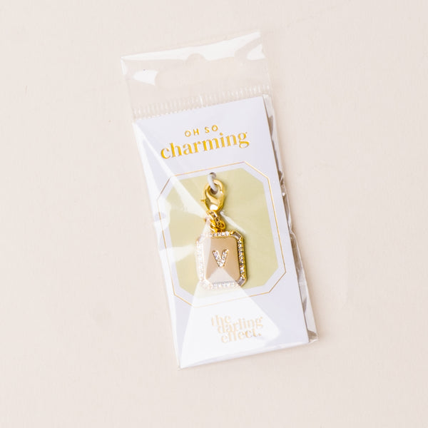 V Jewelry Charm Initial Letter Gold