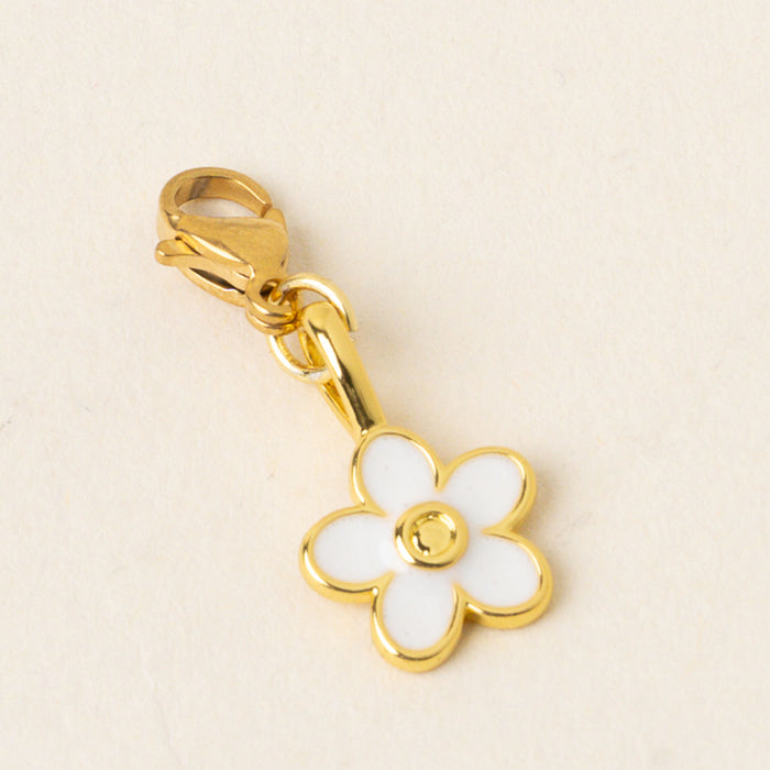 White Flower Jewelry Charm Gold