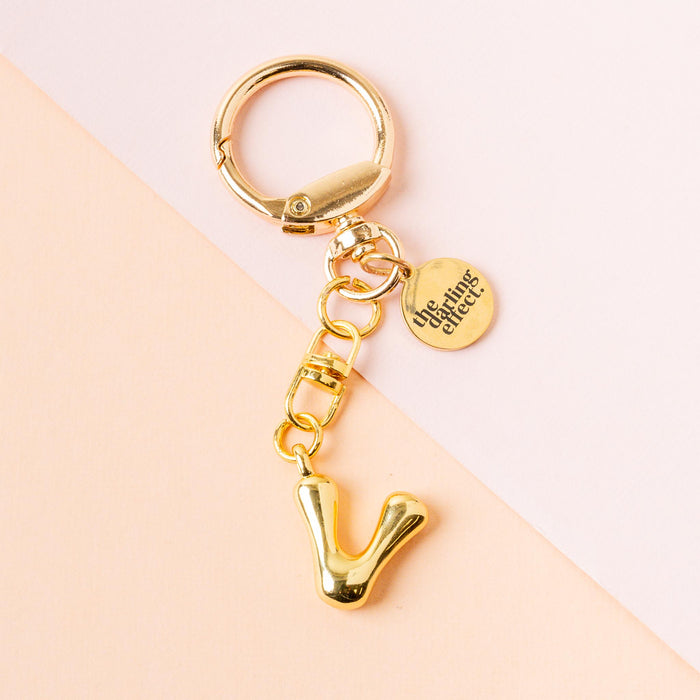 V Bubble Letter Keychain Bag Charm