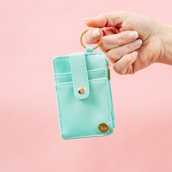 Aqua Solid Keychain Wallet