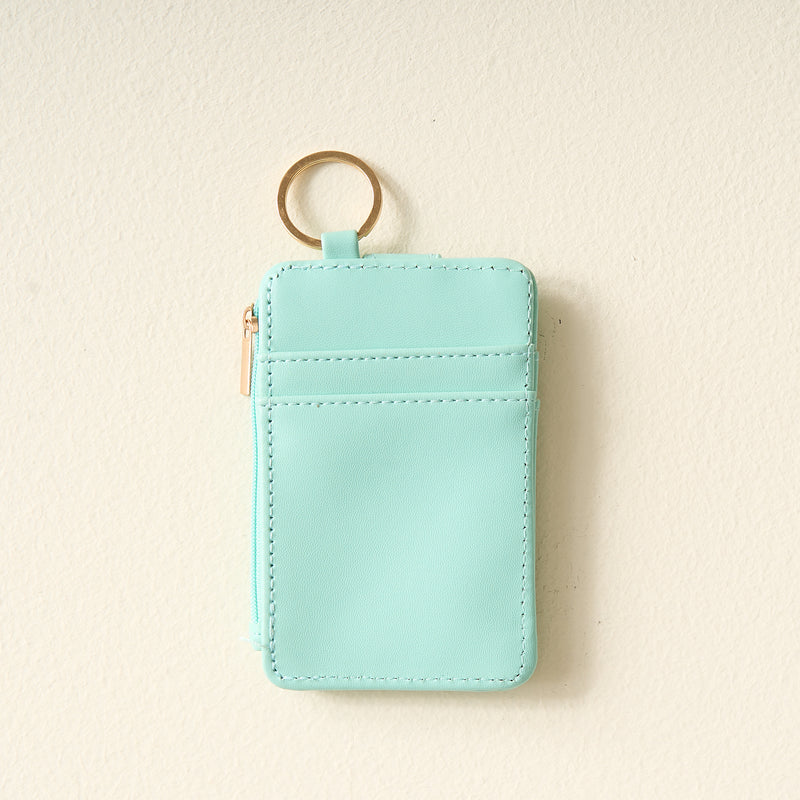 Aqua Solid Keychain Wallet