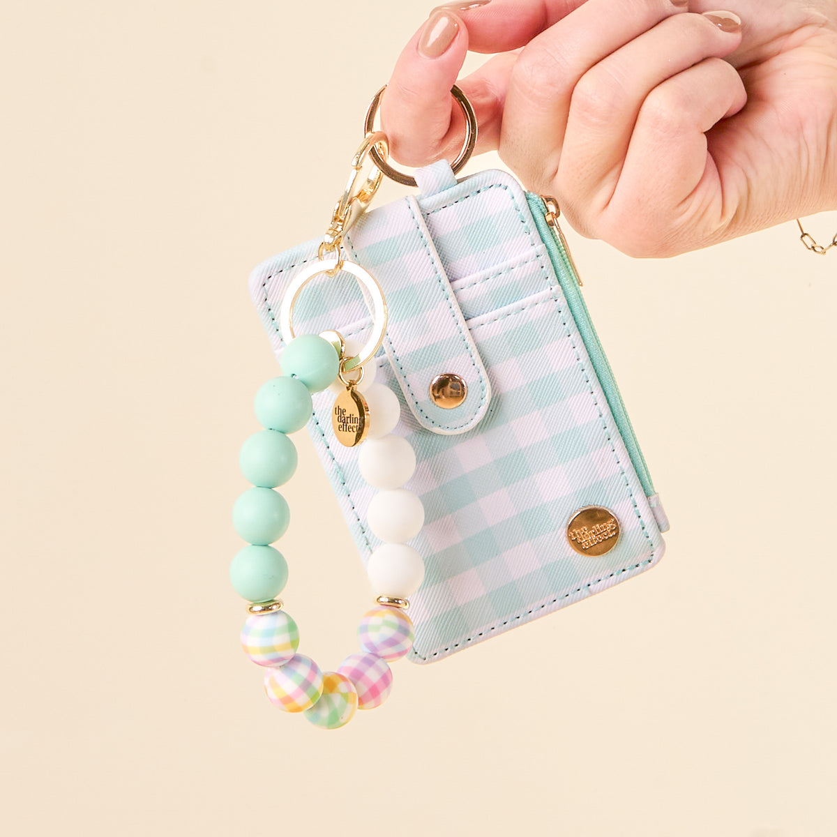 Gingham Green Keychain Wallet