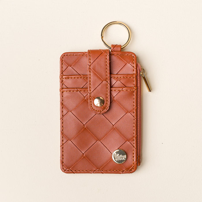 Cognac Woven Keychain Wallet