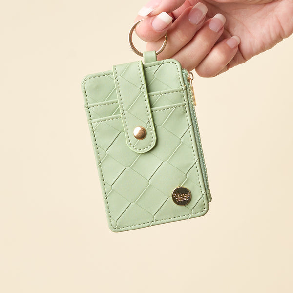 Sage Woven Keychain Wallet