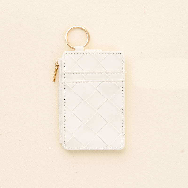 White Woven Keychain Wallet