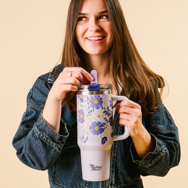 Bouquet Beauty Purple 40 oz Lifestyle Flip Straw Tumbler