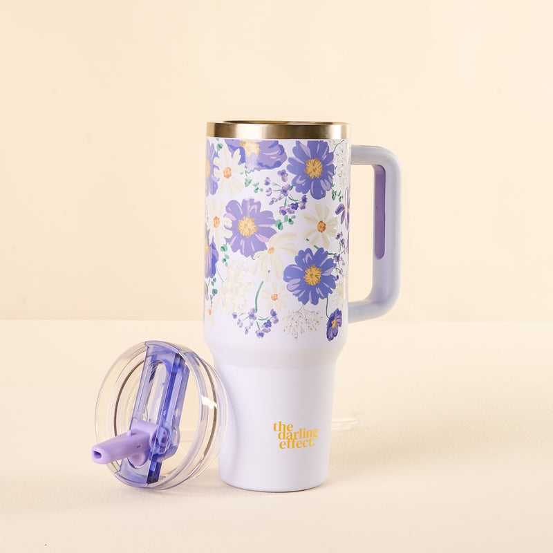 Bouquet Beauty Purple 40 oz Lifestyle Flip Straw Tumbler