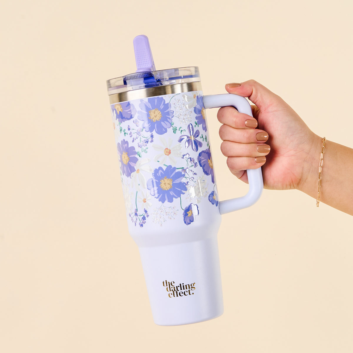 Bouquet Beauty Purple 40 oz Lifestyle Flip Straw Tumbler