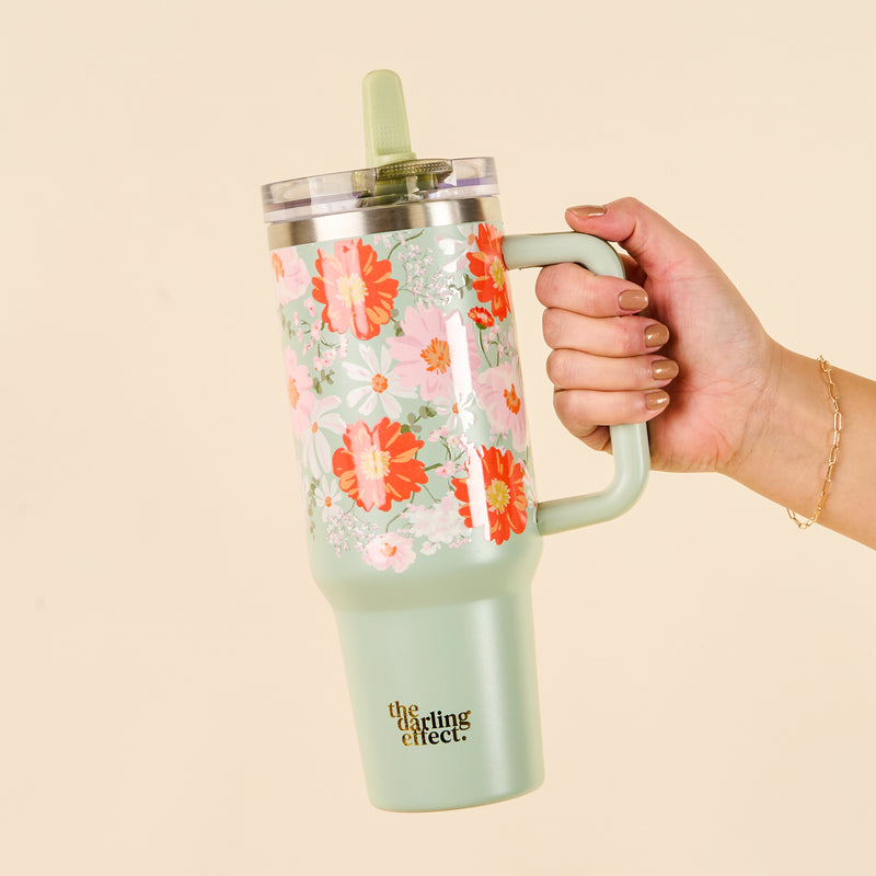 Bouquet Beauty Sage 40 oz Lifestyle Flip Straw Tumbler