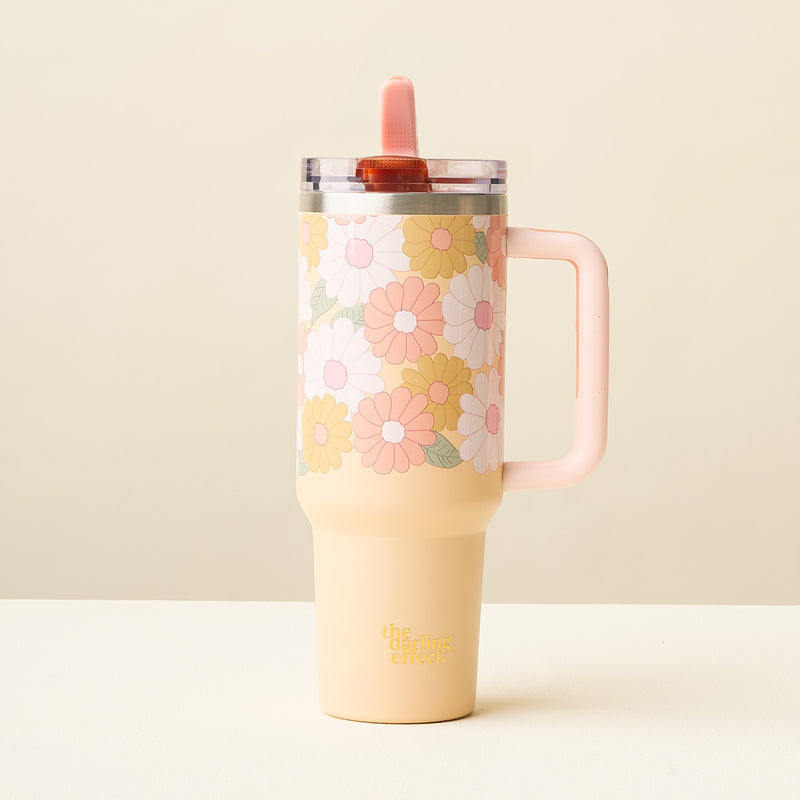 Daisy Craze Peach 40 oz Lifestyle Flip Straw Tumbler