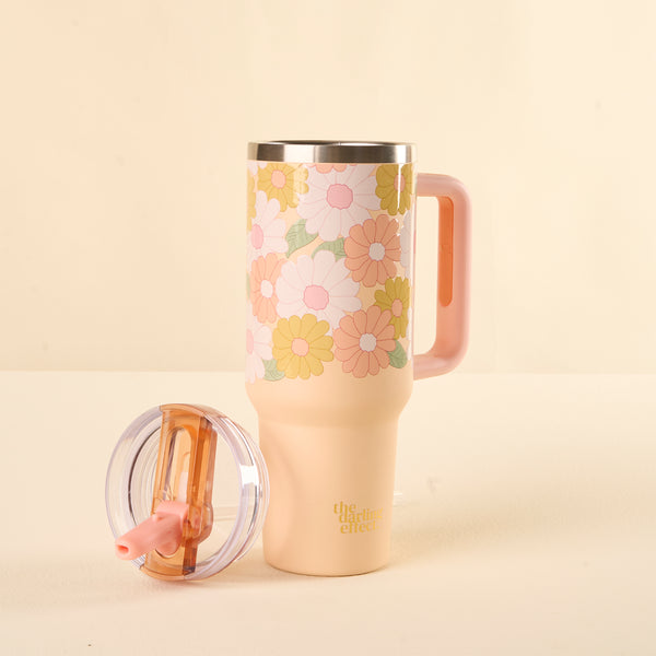 Daisy Craze Peach 40 oz Lifestyle Flip Straw Tumbler