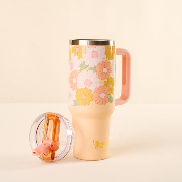 Daisy Craze Peach 40 oz Lifestyle Flip Straw Tumbler