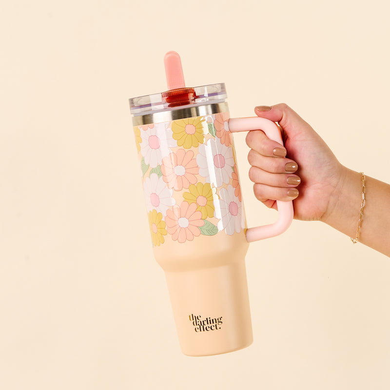 Daisy Craze Peach 40 oz Lifestyle Flip Straw Tumbler