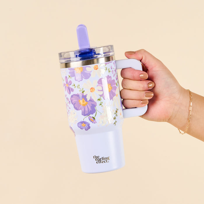 Bouquet Beauty Purple 20 oz Lifestyle Flip Straw Tumbler