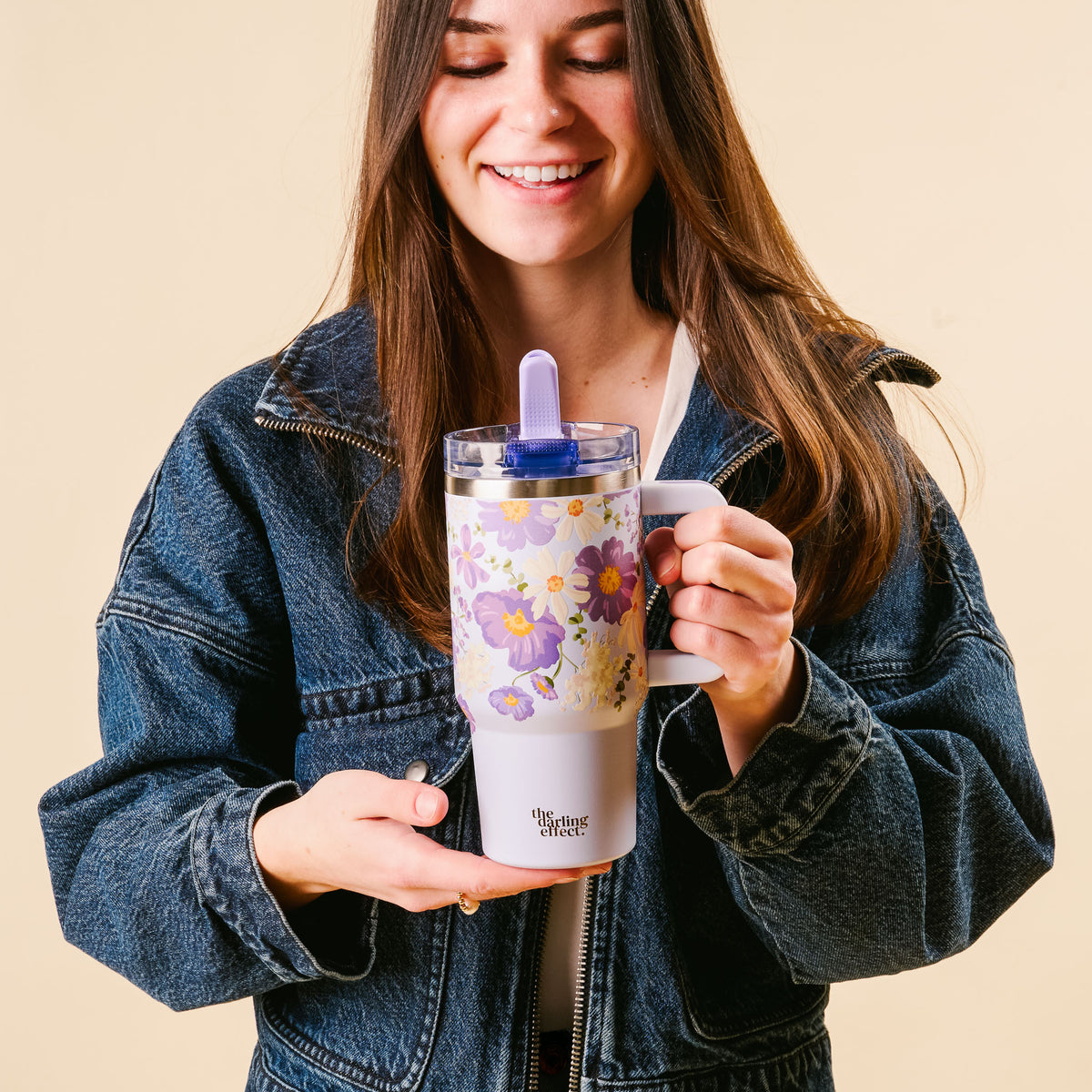 Bouquet Beauty Purple 20 oz Lifestyle Flip Straw Tumbler