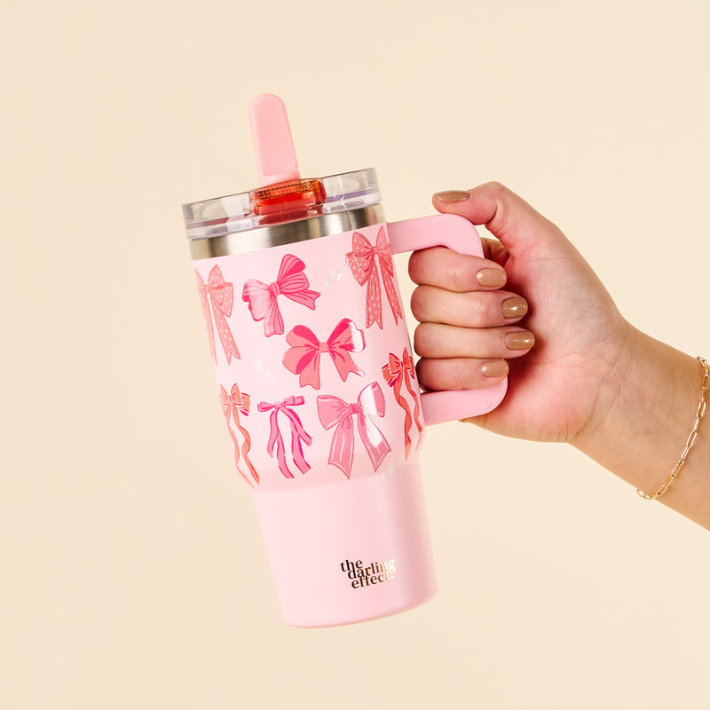 Blushing Bows 20 oz Lifestyle Flip Straw Tumbler