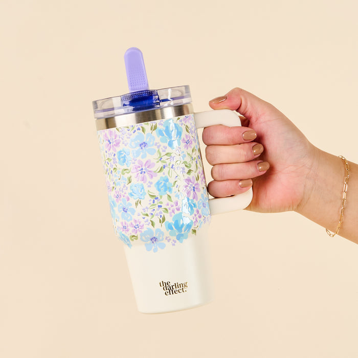 Secret Garden Blue 20 oz Lifestyle Flip Straw Tumbler