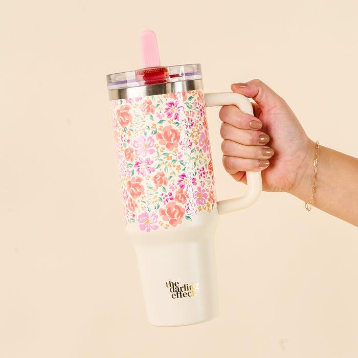 Secret Garden Pink 40 oz Lifestyle Flip Straw Tumbler