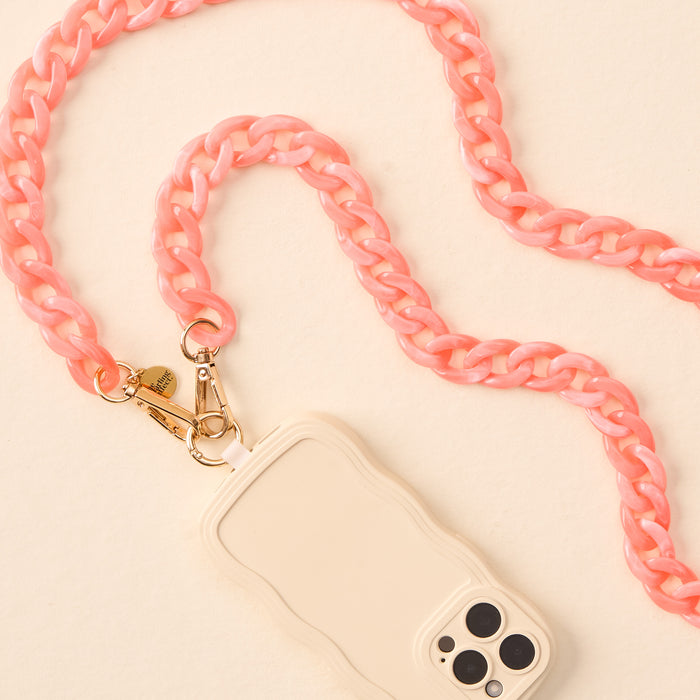 Marble Bubblegum Hold the Phone Crossbody Chain