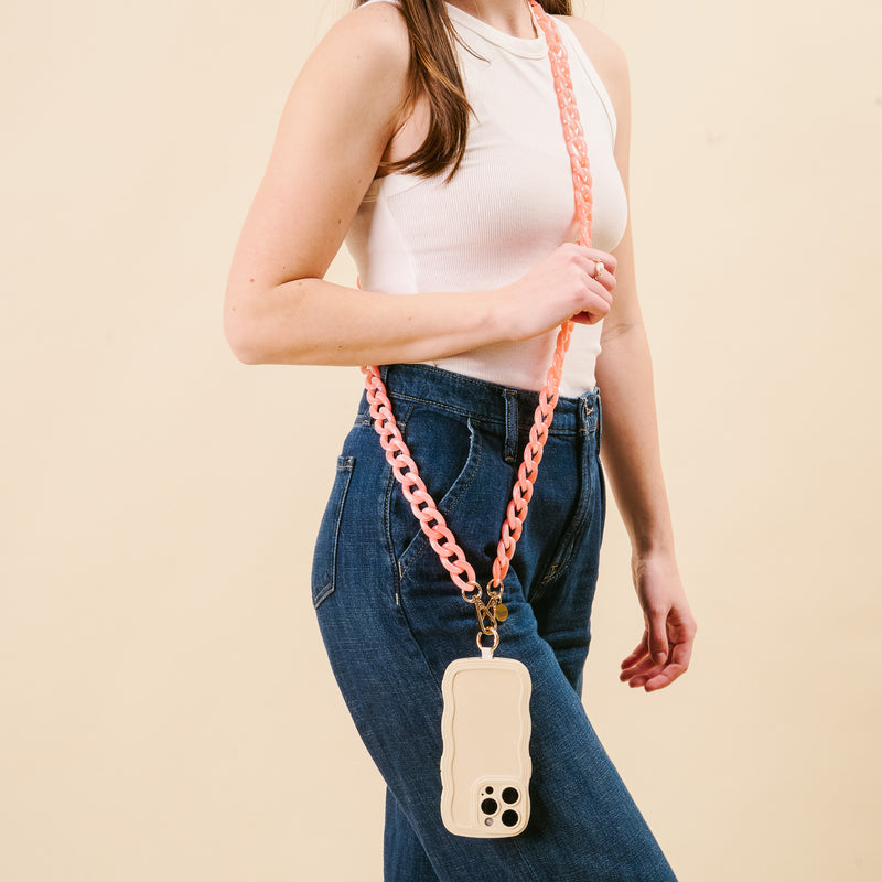 Marble Bubblegum Hold the Phone Crossbody Chain