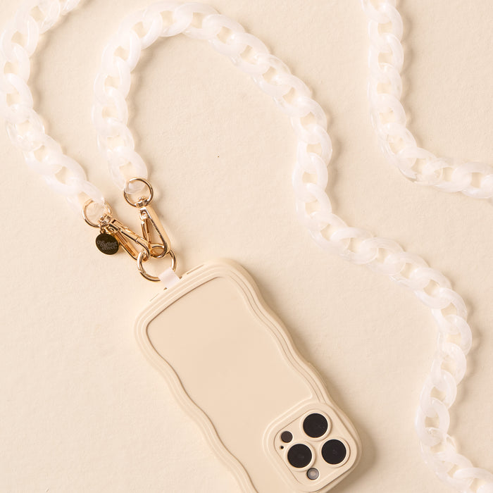 Frosted White Hold the Phone Crossbody Chain