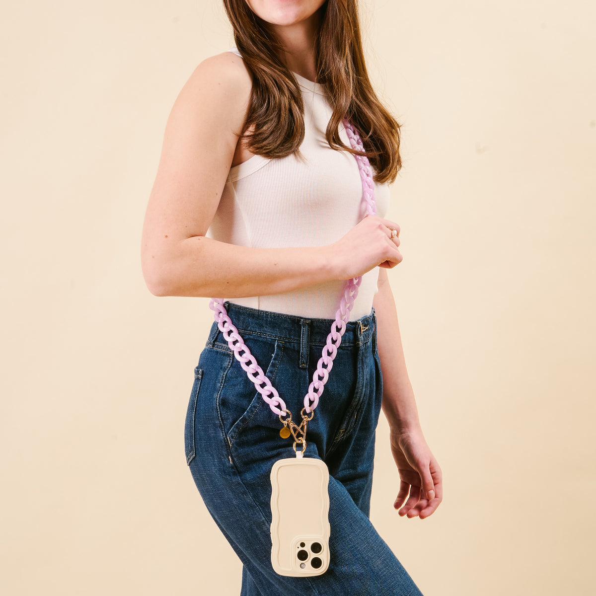 Marble Violet Hold the Phone Crossbody Chain