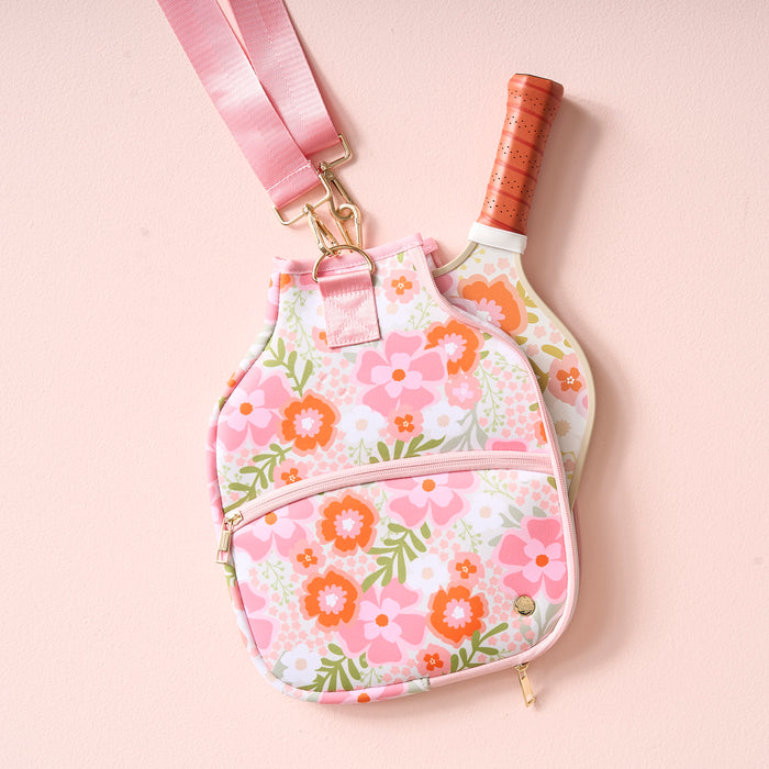 Beyond Blooms Pink Orange Pickleball Paddle Case