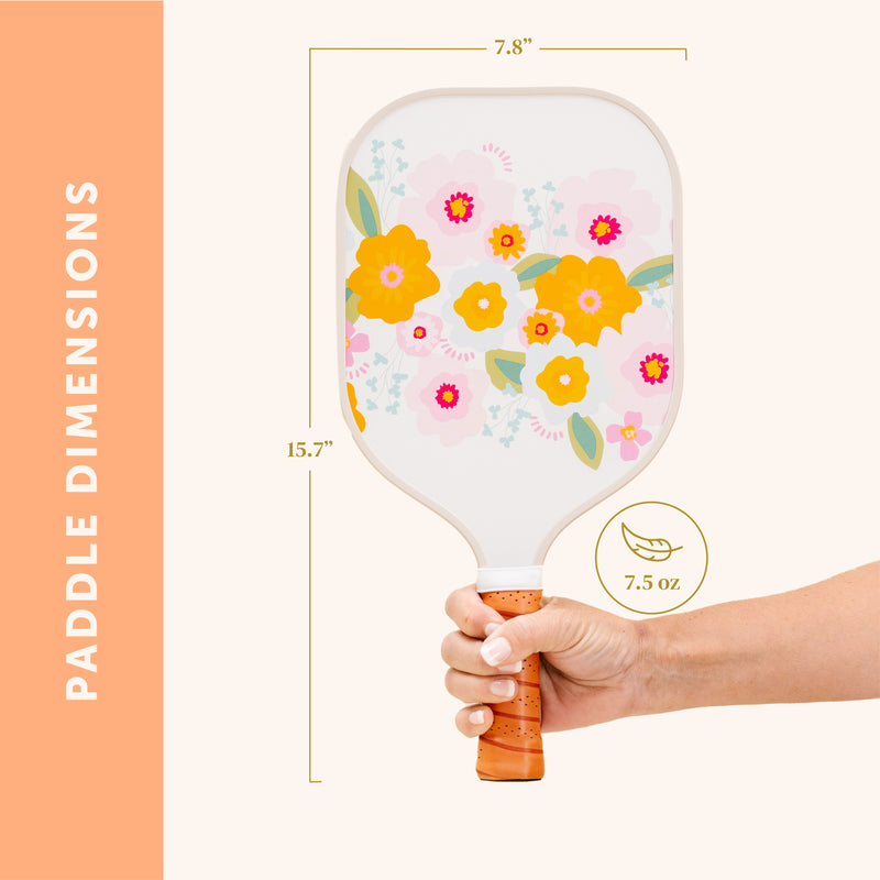 Bright & Bloomy Cream Pickleball Paddle