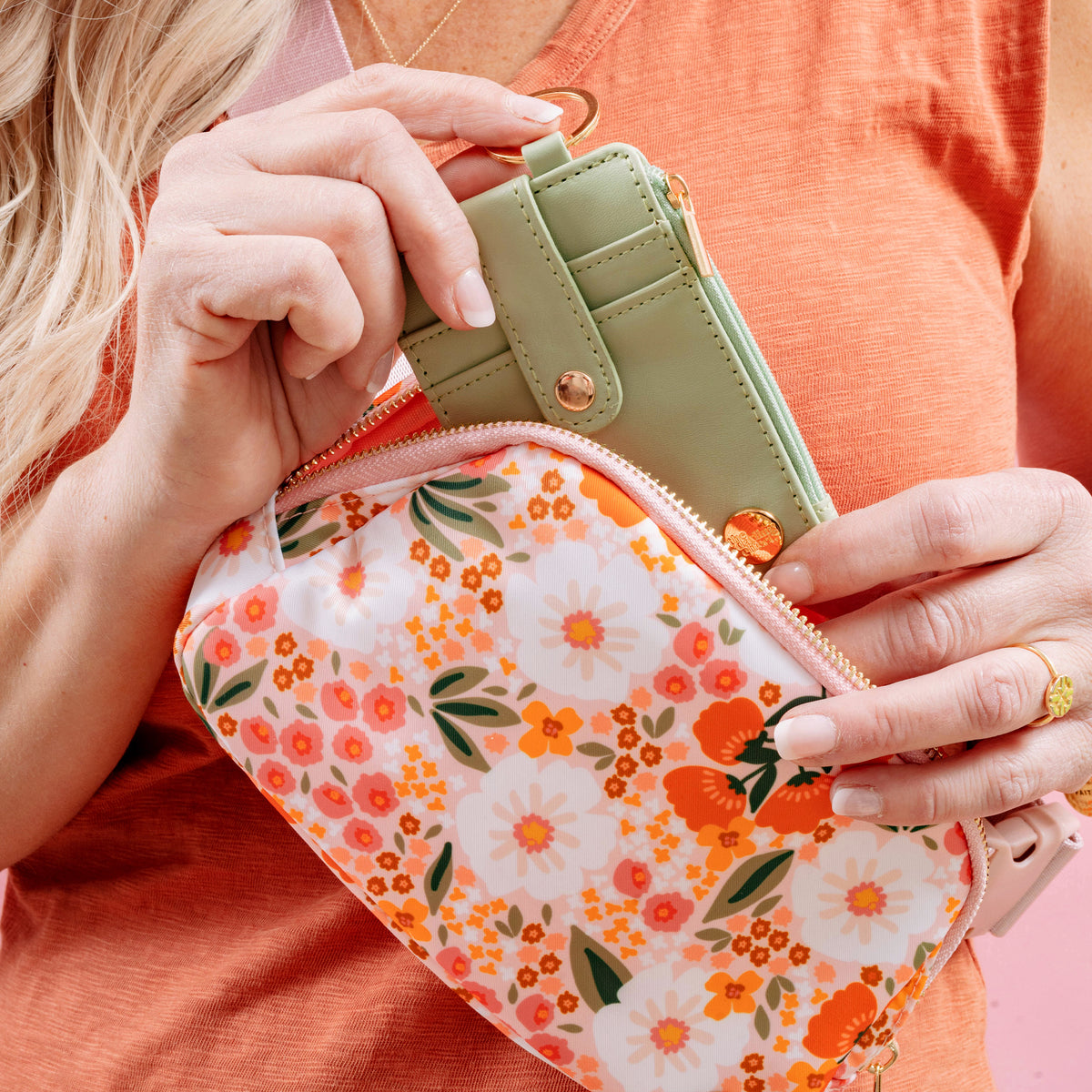 Sweet Meadow Print Belt Bag & Wallet Set