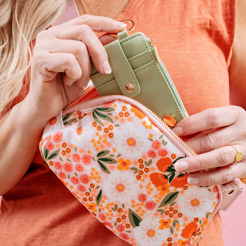Sweet Meadow Print Belt Bag & Wallet Set