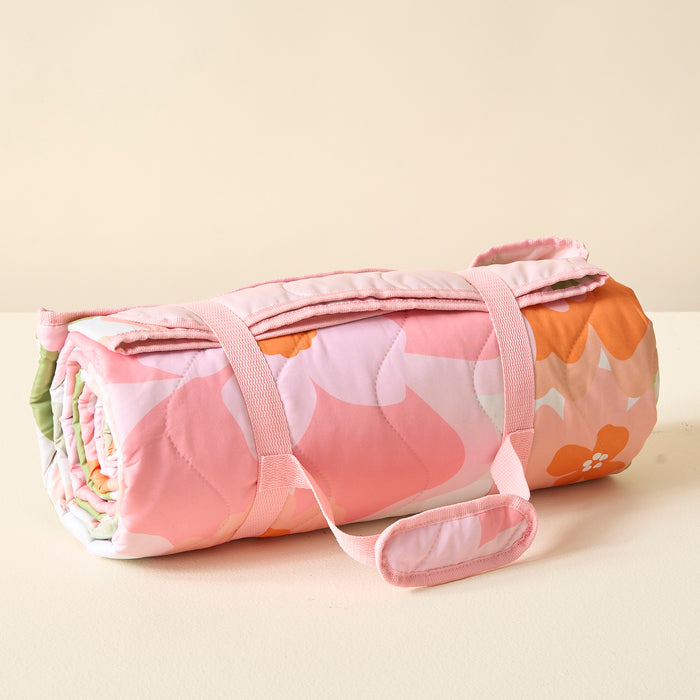 Beyond Blooms Pink Orange On-the-Go Quilted Blanket