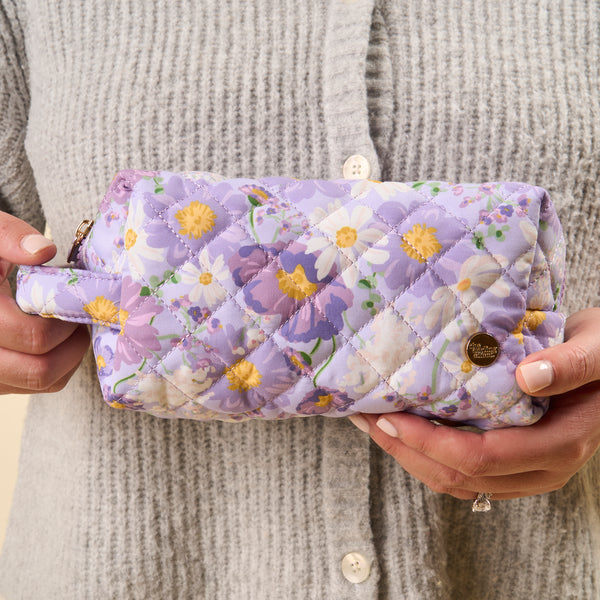 Bouquet Beauty Purple Essentials Quilted Cosmetic Pouch