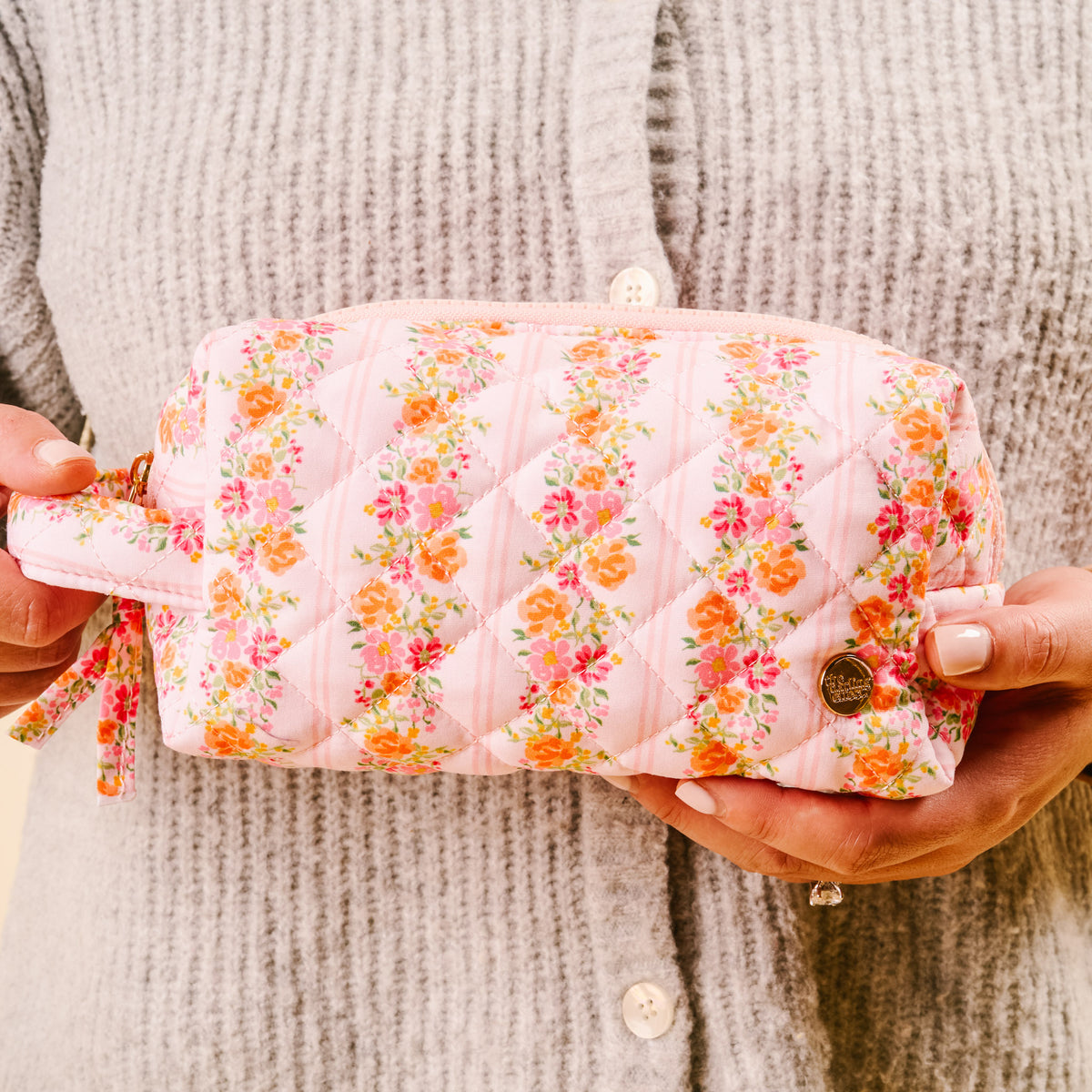 Petal Parade Pink Essentials Quilted Cosmetic Pouch