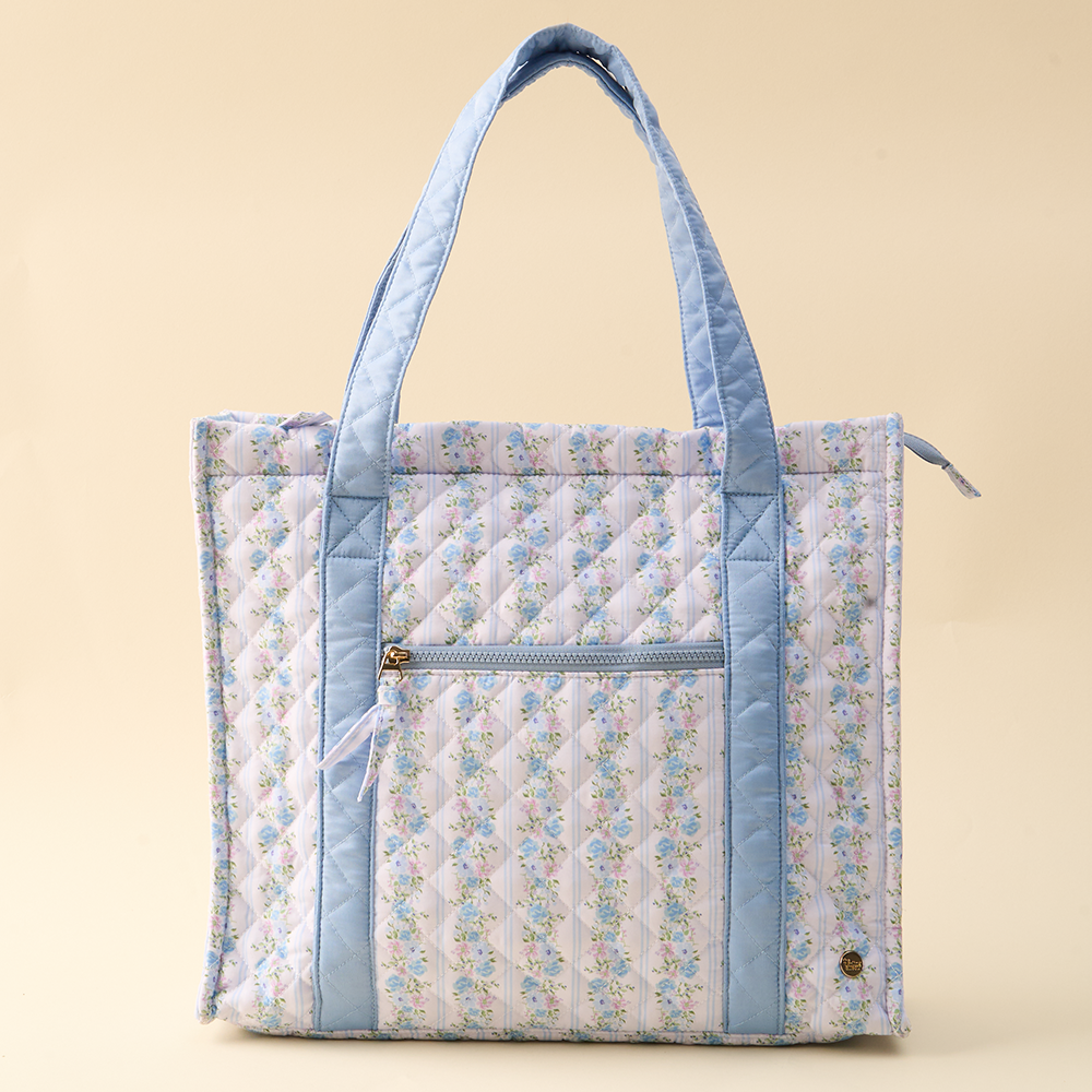 Petal Parade Blue The Everyday Quilted Tote Bag